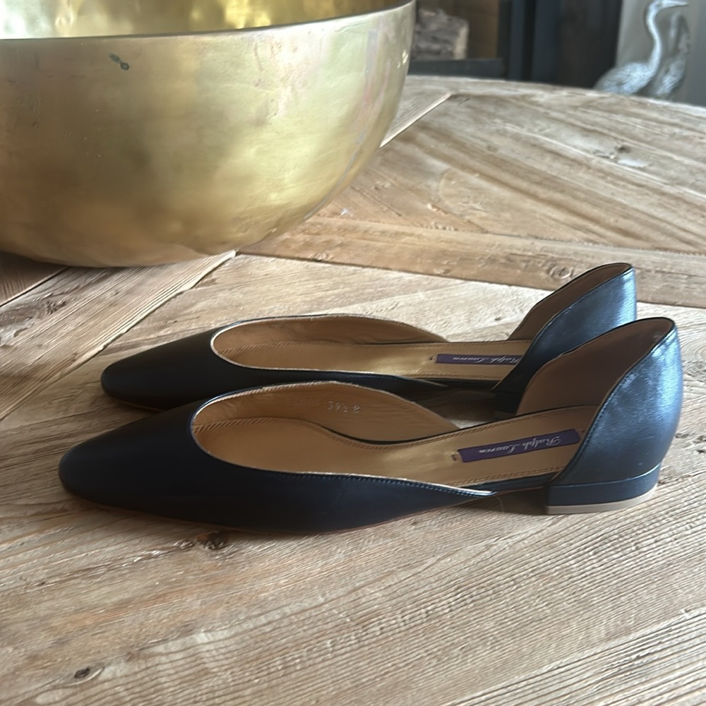Ralph Lauren Purple Label Krissty Ballerina Flats 39.5 Navy